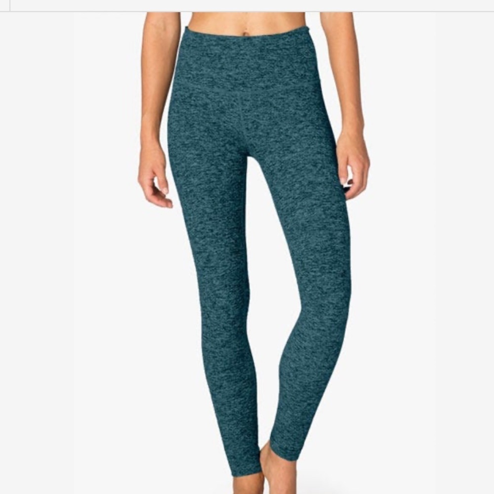 Beyond Yoga Spacedye Athletic Workout Leggings Black Arctic Teal Size Small
